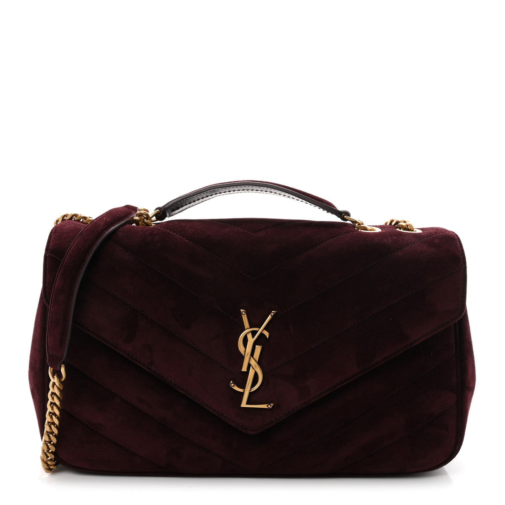 Suede Chevron Quilted Medium LouLou Smoky Burgundy
