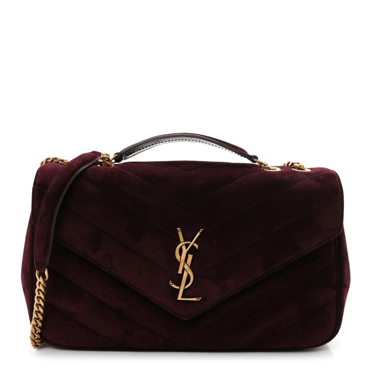 Suede Chevron Quilted Medium LouLou Smoky Burgundy