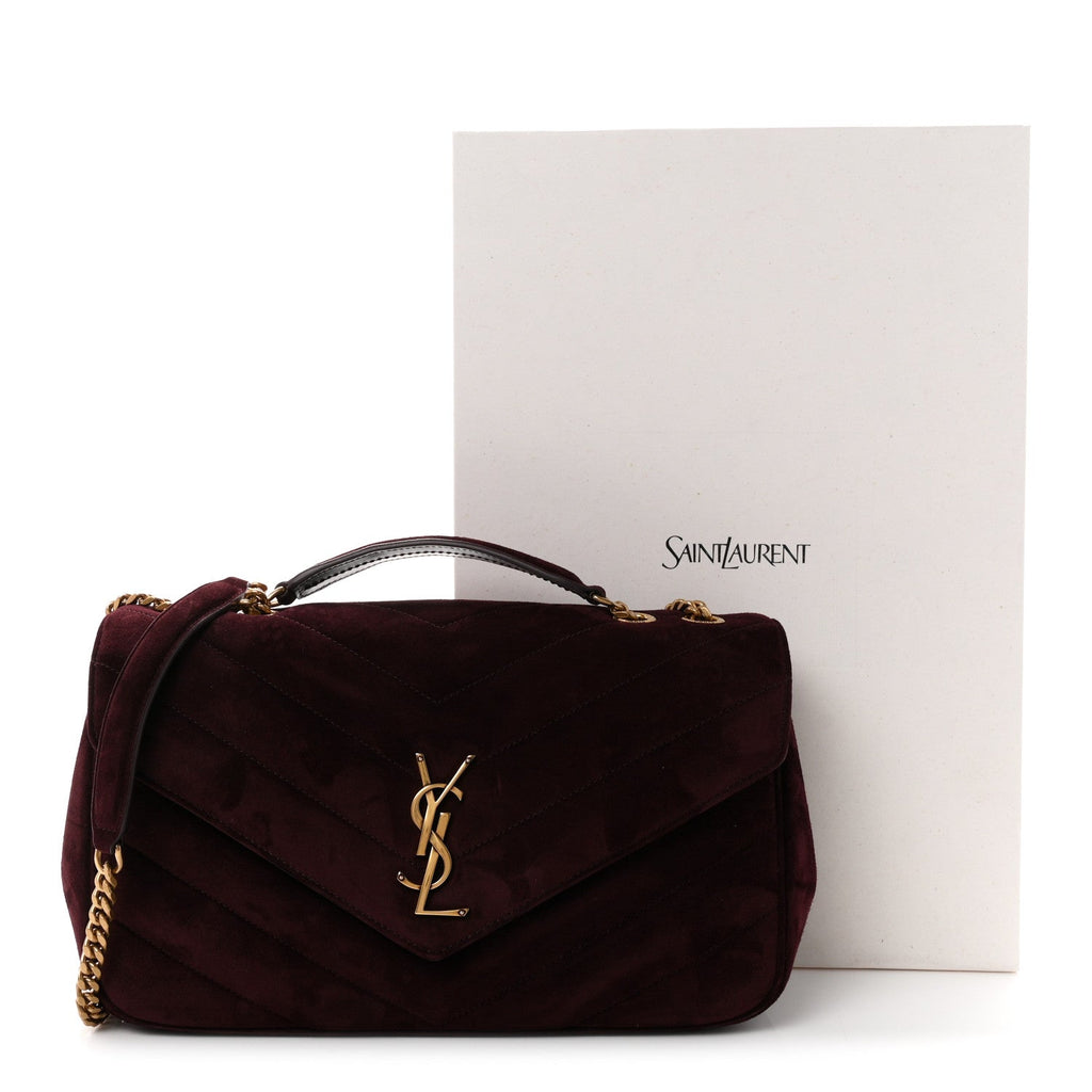 Suede Chevron Quilted Medium LouLou Smoky Burgundy