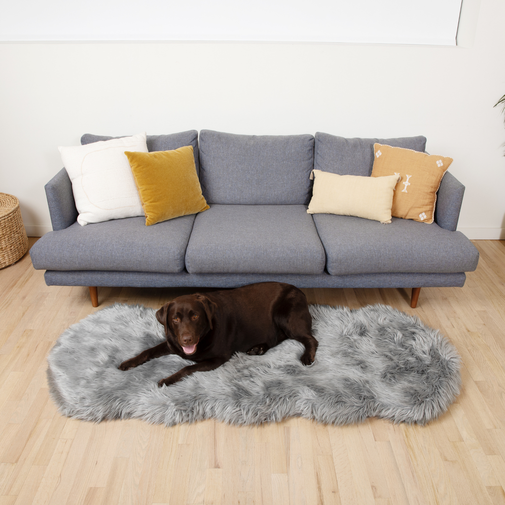 PupRug® Runner Faux Fur Memory Foam Dog Bed - Charcoal Grey