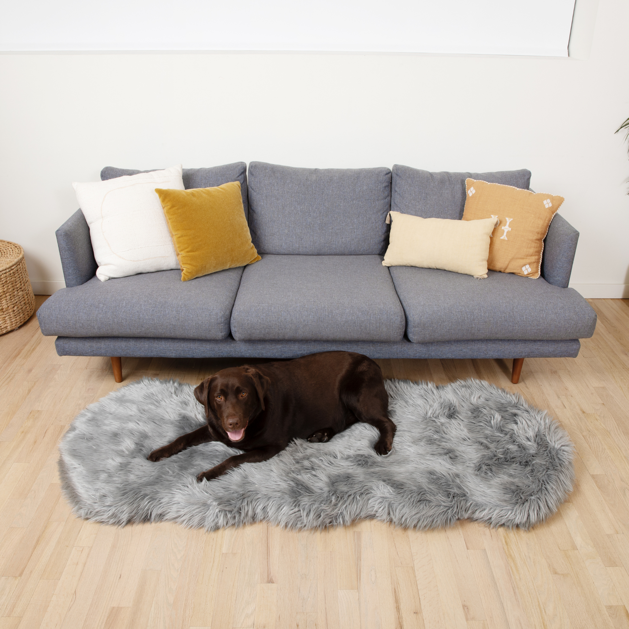 PupRug® Runner Faux Fur Memory Foam Dog Bed - Charcoal Grey