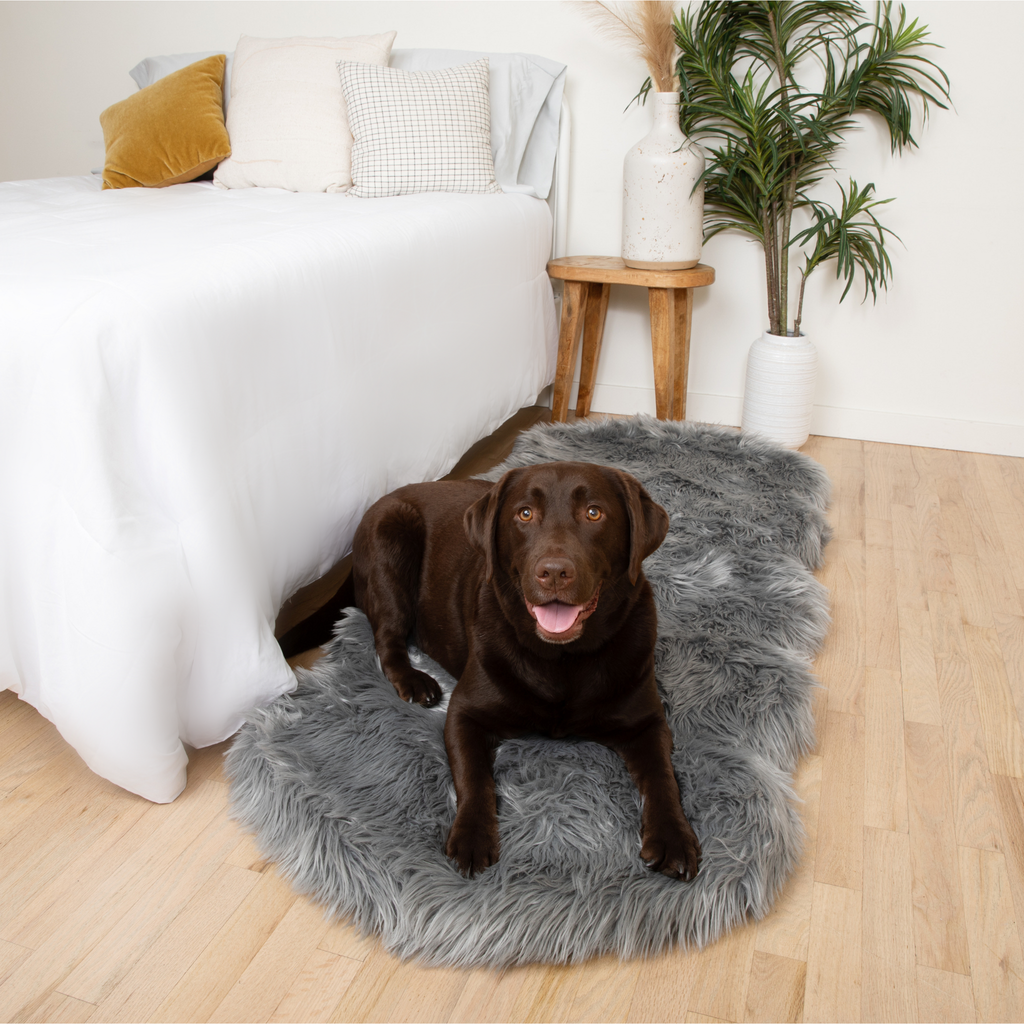 PupRug® Runner Faux Fur Memory Foam Dog Bed - Charcoal Grey