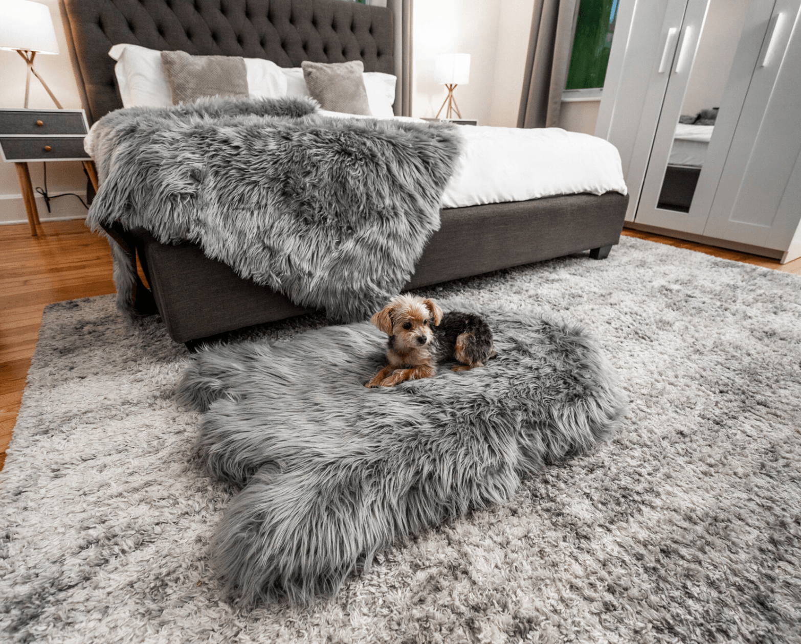 PupRug® Orthopedic Bed + Matching Waterproof Blanket Bundle - Charcoal Grey