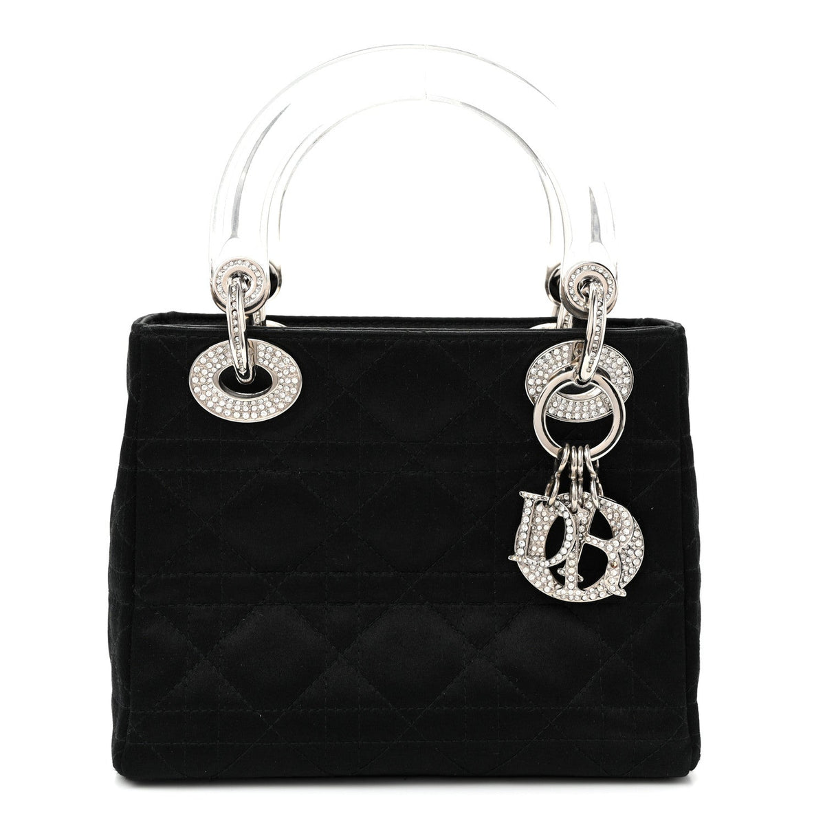 Satin Swarovski Crystal Acrylic PVC Cannage Mini Lady Dior Black