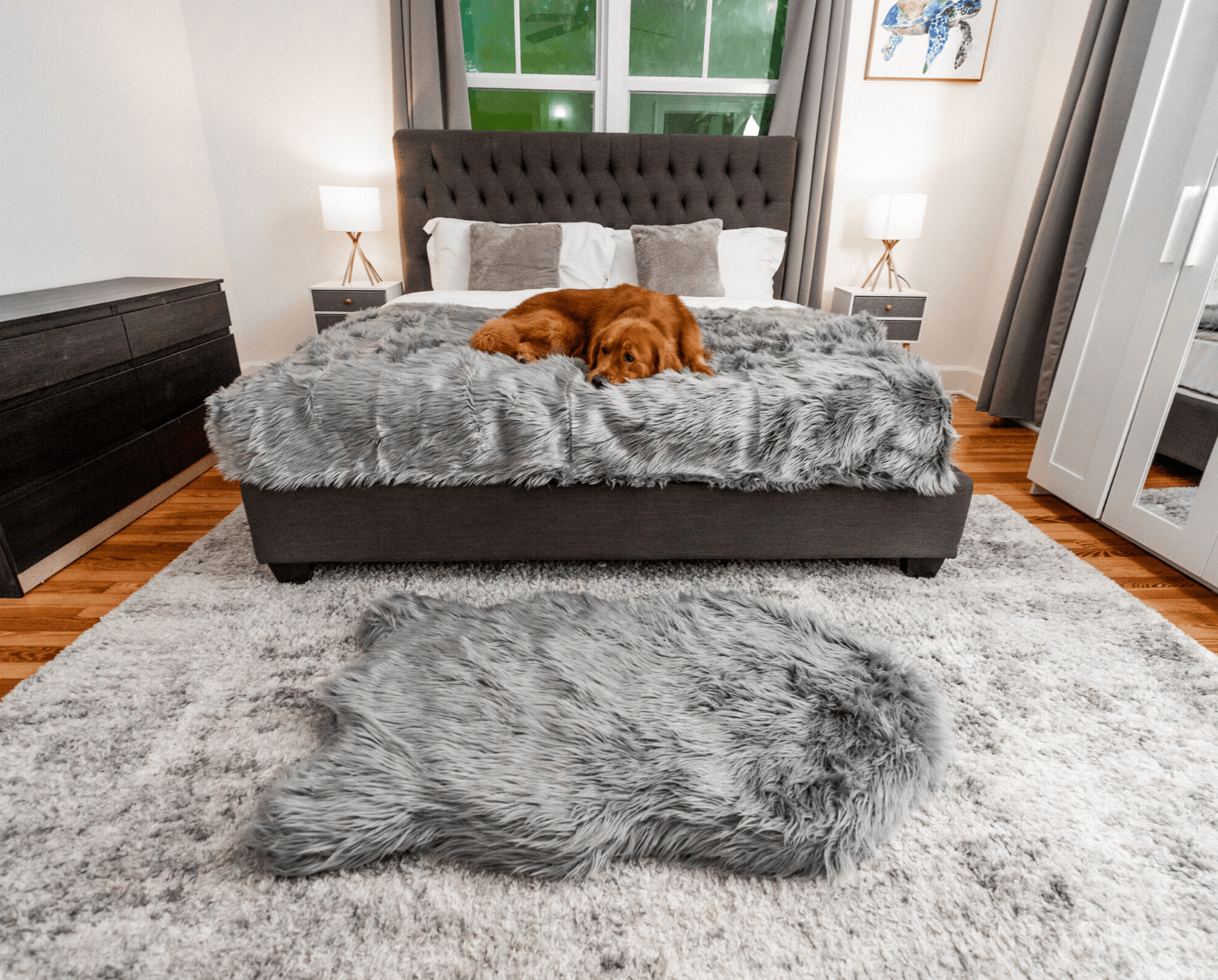 PupRug® Orthopedic Bed + Matching Waterproof Blanket Bundle - Charcoal Grey