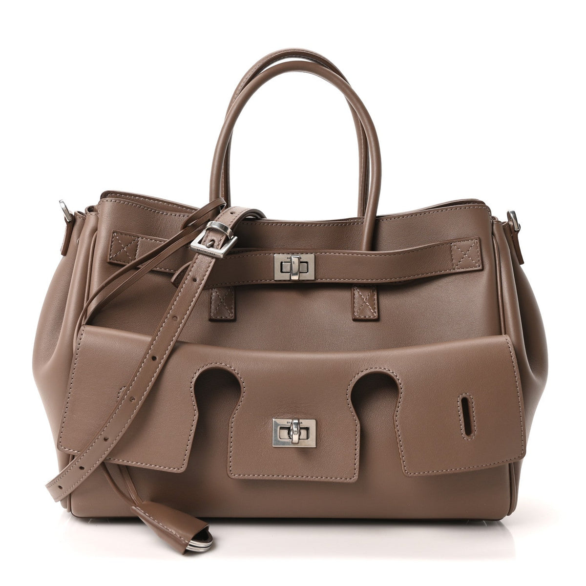 Smooth Calfskin Small Bel Air Carry All Bag Taupe Taupe