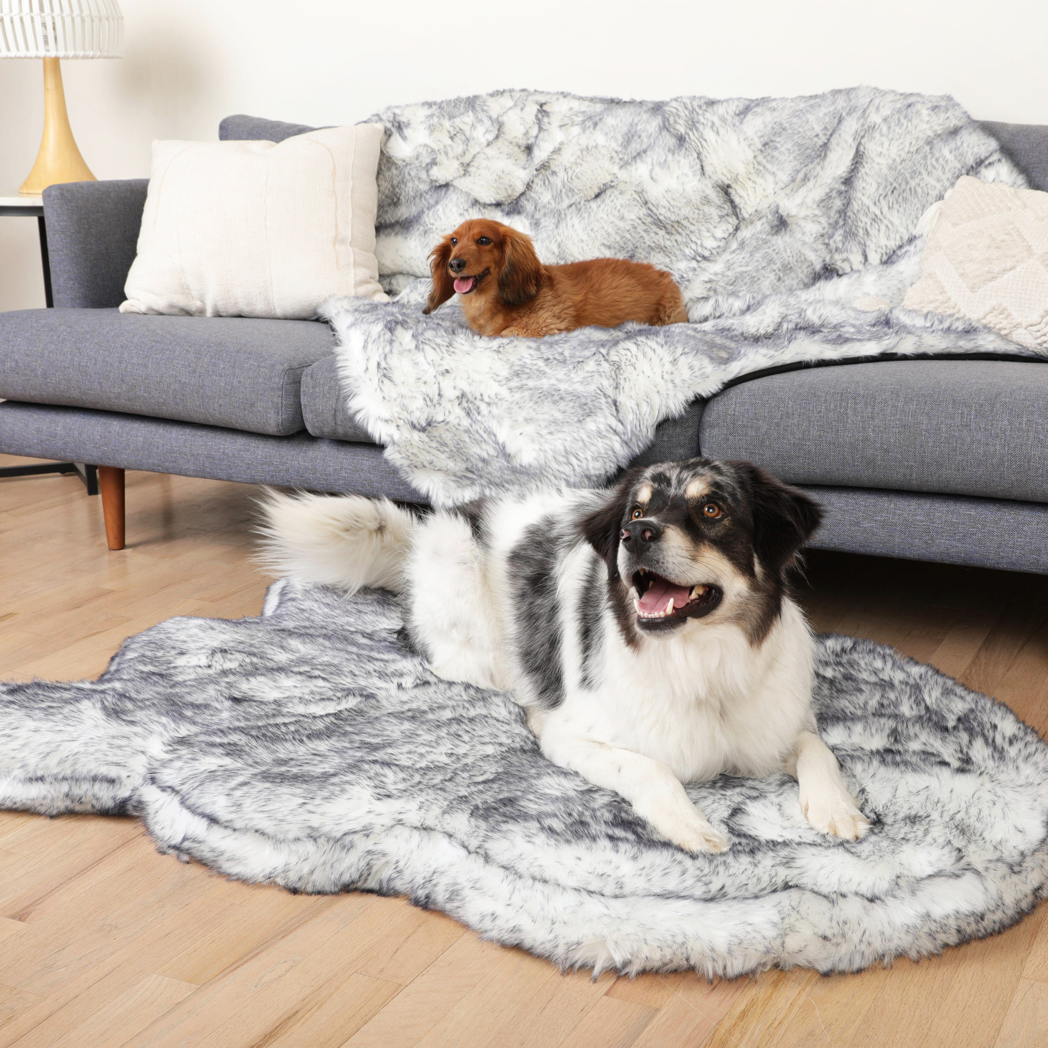 PupRug® Luxe Orthopedic Bed + Matching Waterproof Blanket  Bundle - Ultra Plush Arctic Fox