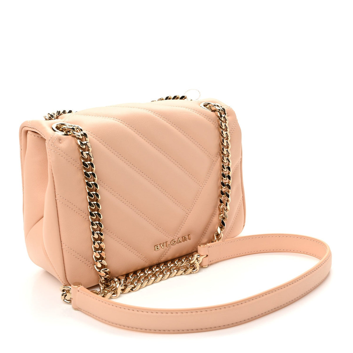 Calfskin Matelasse Small Serpenti Cabochon Shoulder Bag Peach