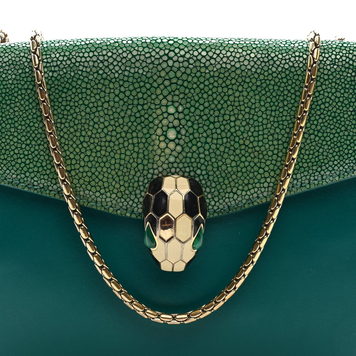 Galuchat Calfskin Serpenti Forever Crossbody Bag Green