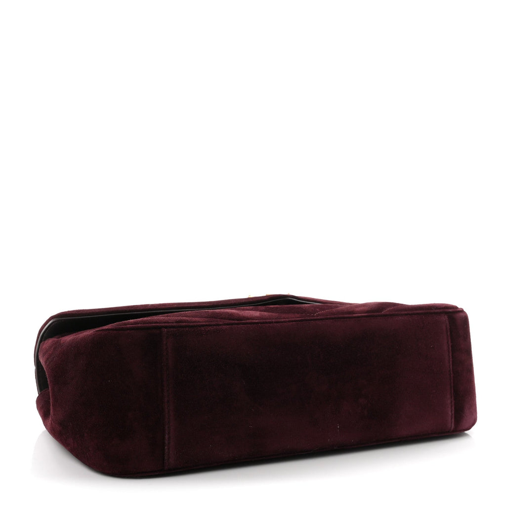 Suede Chevron Quilted Medium LouLou Smoky Burgundy