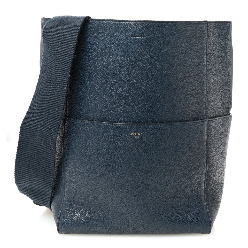 Goatskin Sangle Bucket Bag Blue