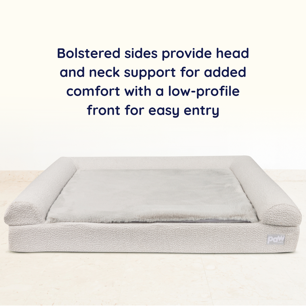 PupLuxe™ 3-Bolster Dog Bed - Grey Bouclé