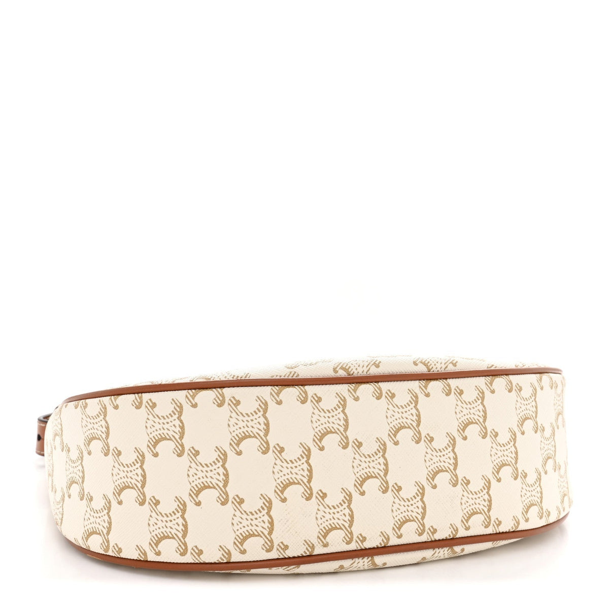 Canvas Calfskin Ava Triomphe Shoulder Bag White