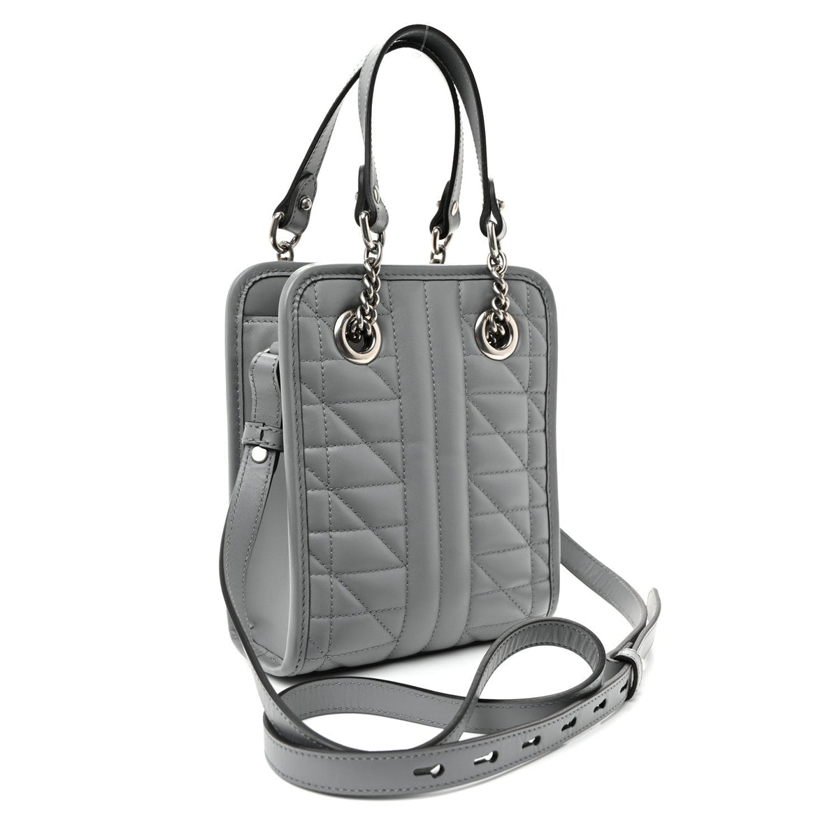Calfskin Matelasse Chevron Mini GG Marmont Tote Grey