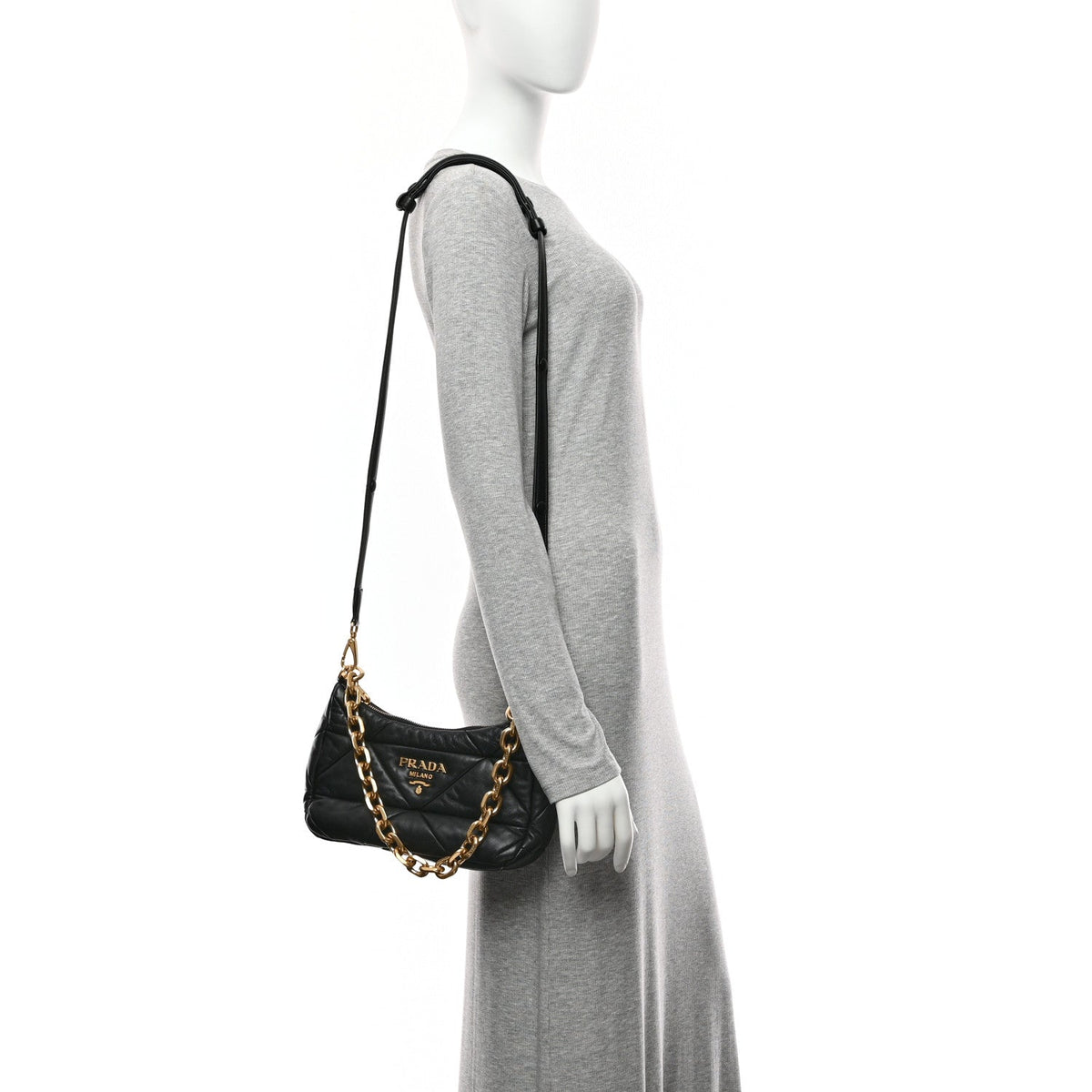 Nappa Triangle Quilted Patchwork System Bag Black