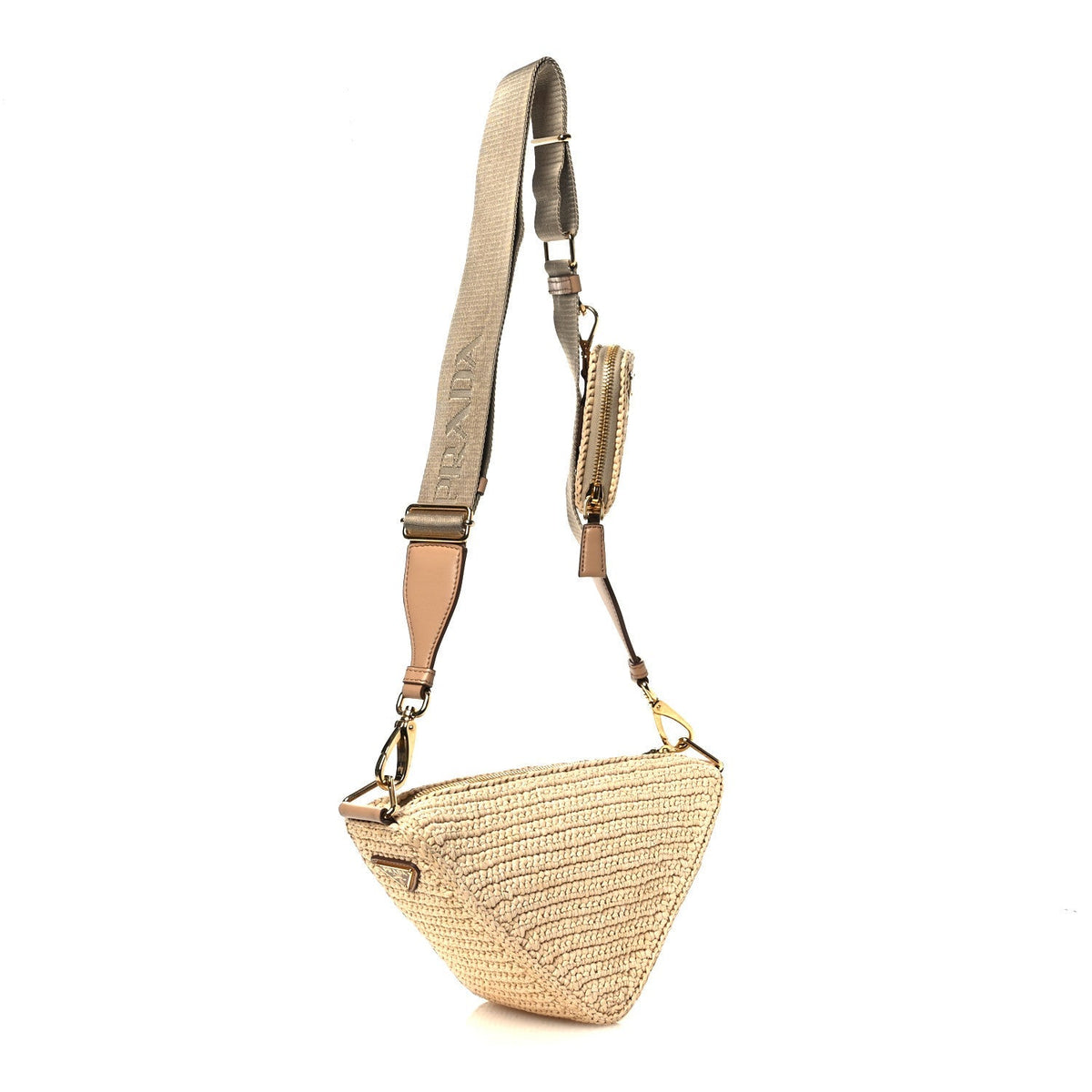 Yarn Raffia Effect Crochet Triangle Shoulder Bag Naturale