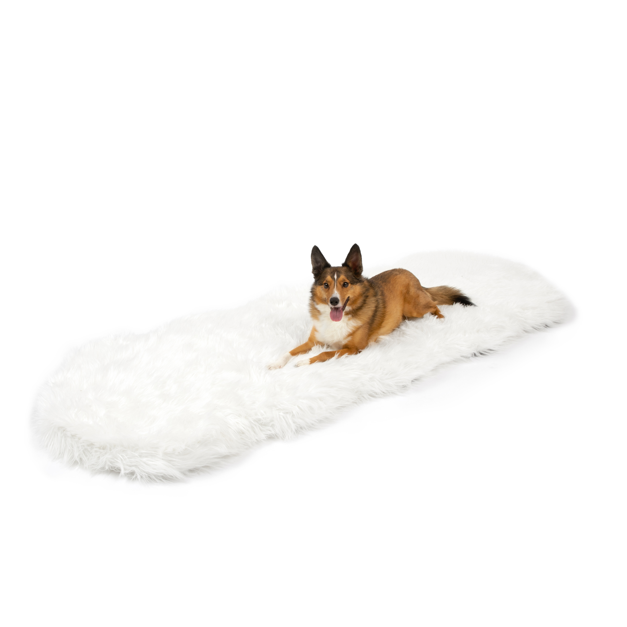 PupRug® Runner Faux Fur Memory Foam Dog Bed - Curve Polar White