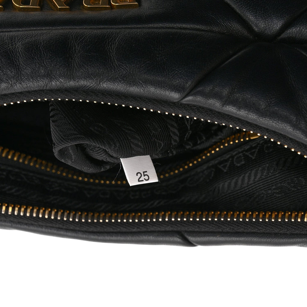 Nappa Triangle Quilted Patchwork System Bag Black