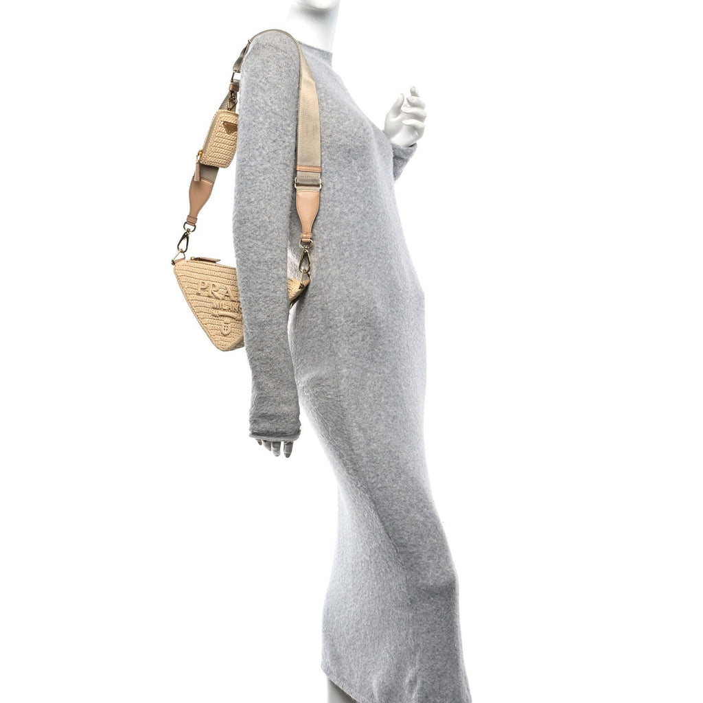 Yarn Raffia Effect Crochet Triangle Shoulder Bag Naturale