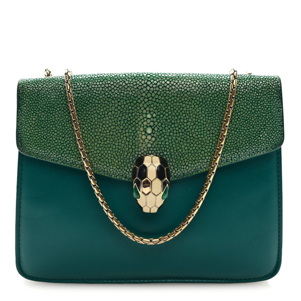 Galuchat Calfskin Serpenti Forever Crossbody Bag Green