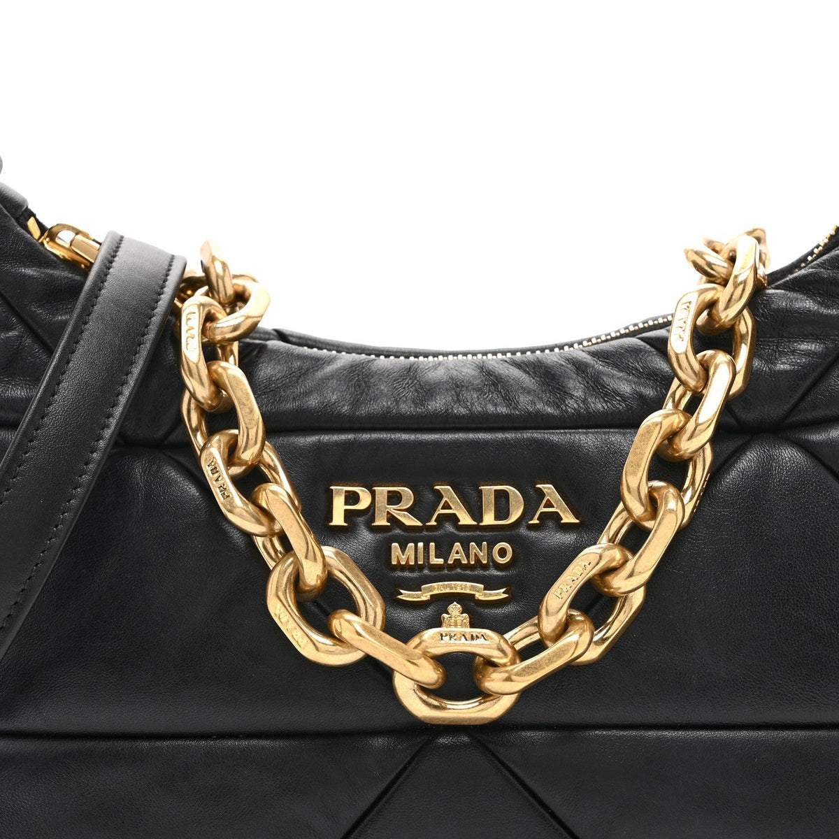 Nappa Triangle Quilted Patchwork System Bag Black