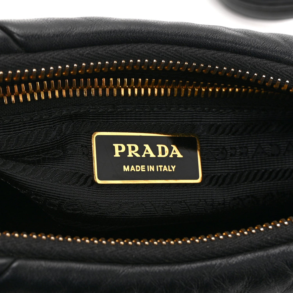 Nappa Triangle Quilted Patchwork System Bag Black