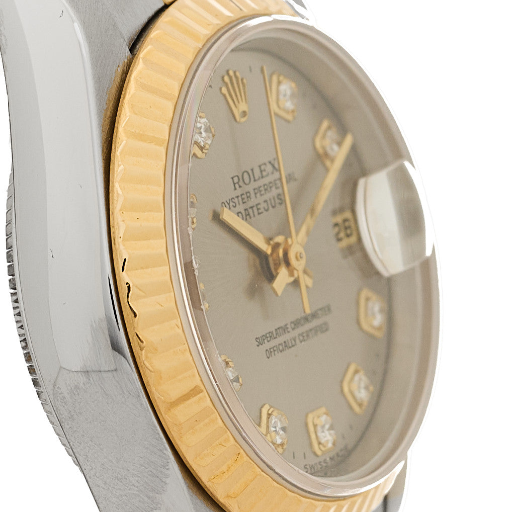 Stainless Steel 18K Yellow Gold Diamond 26mm Oyster Perpetual Datejust Watch Silver 69173