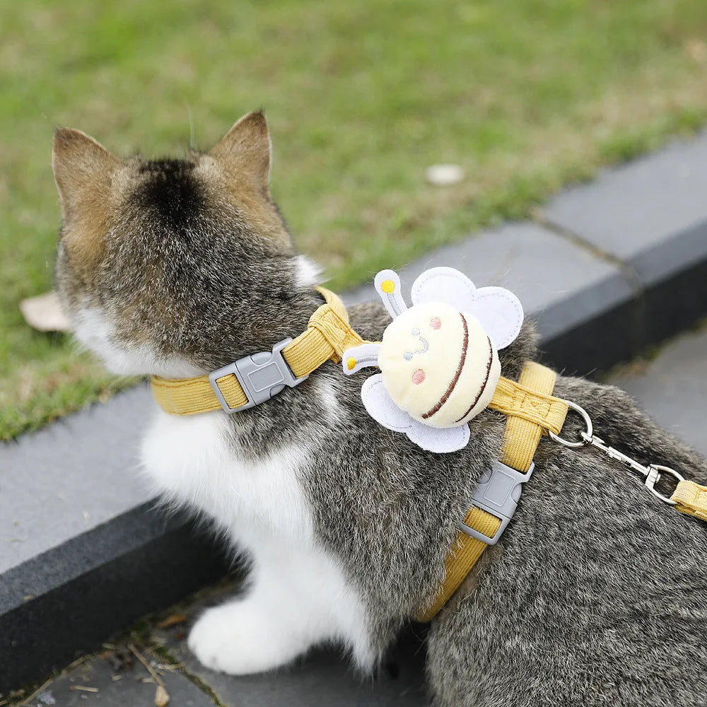 Adjustable Cat Harness Leash Set for Small Dogs Puppy Vest Outdoor Walking Lead French Bulldog Chihuahua Comfortable Pet Harness