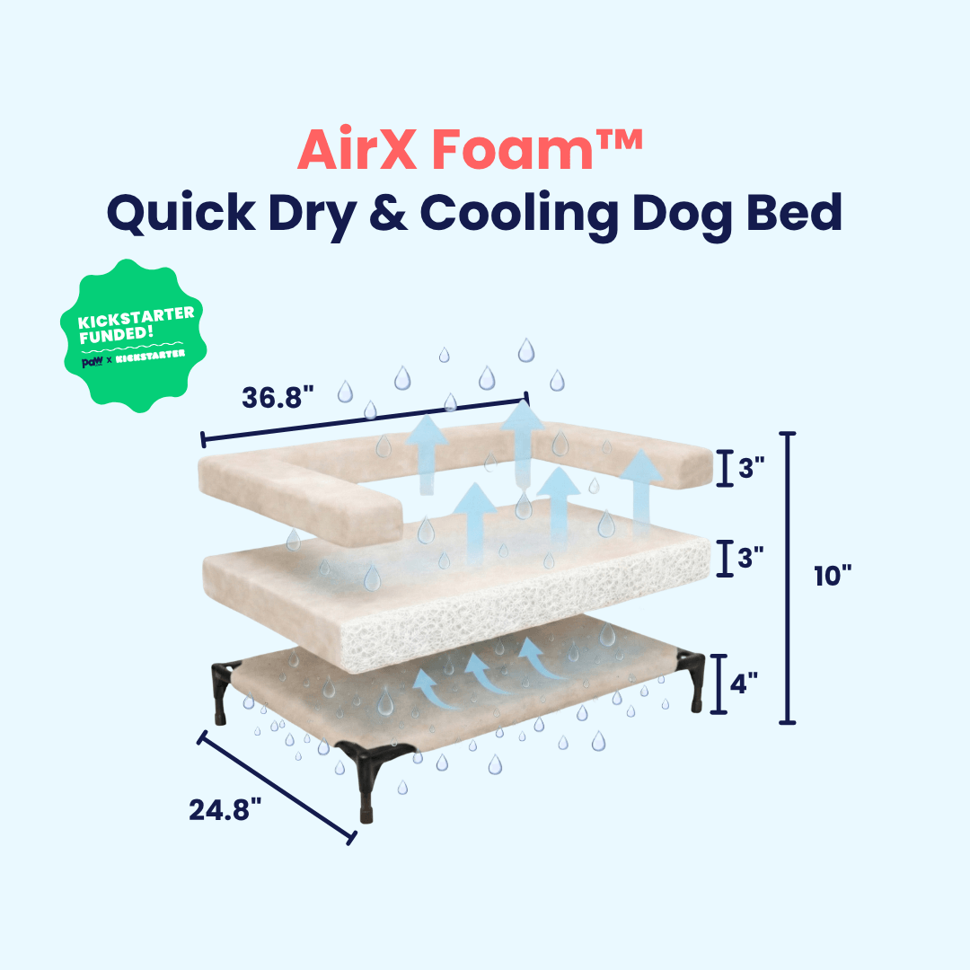 AirX Foam™ Outdoor Dog Bed - Waterproof & Cooling (Bolster Sold Separately)