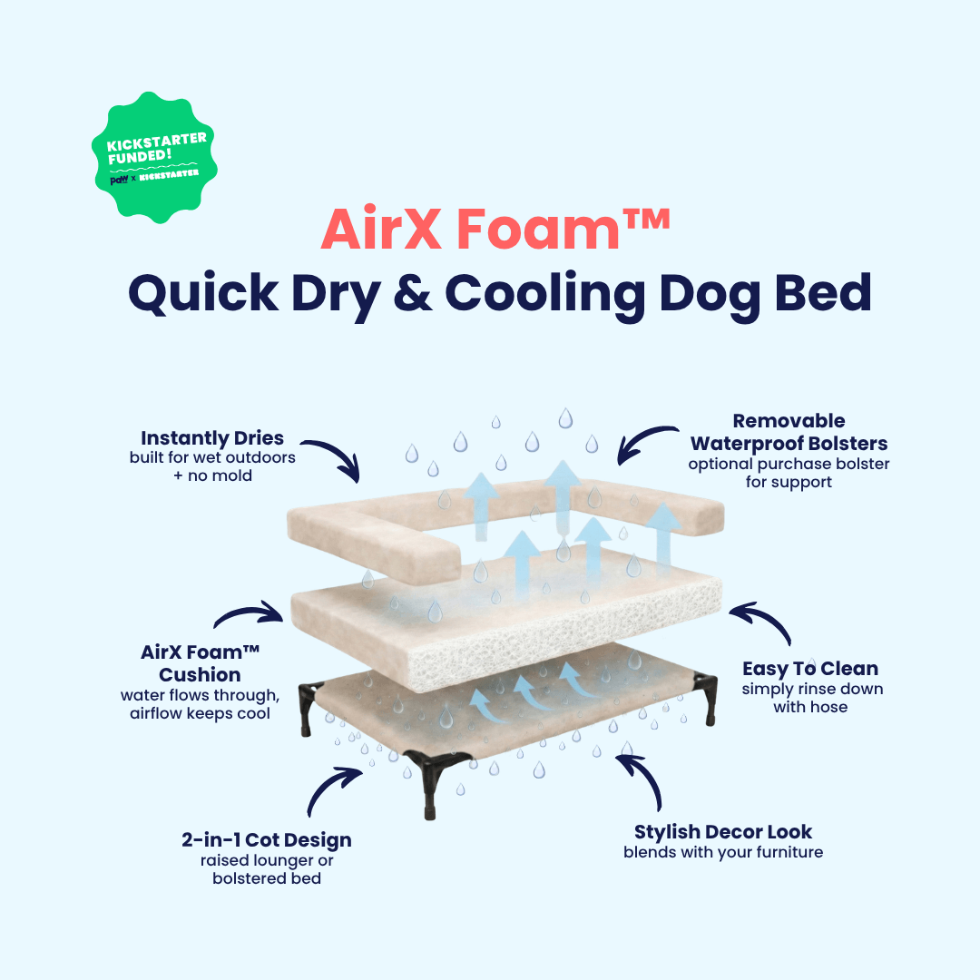 AirX Foam™ Outdoor Dog Bed - Waterproof & Cooling (Bolster Sold Separately)