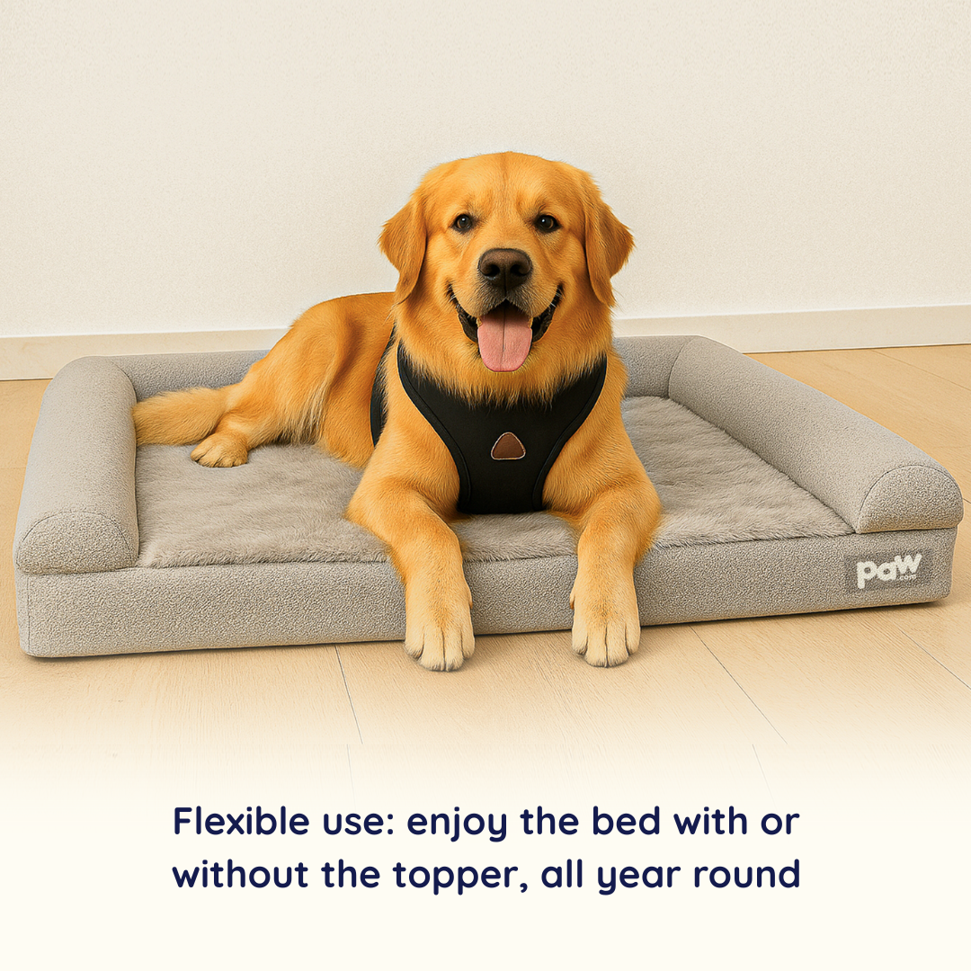 PupLuxe™ 3-Bolster Dog Bed - Grey Bouclé