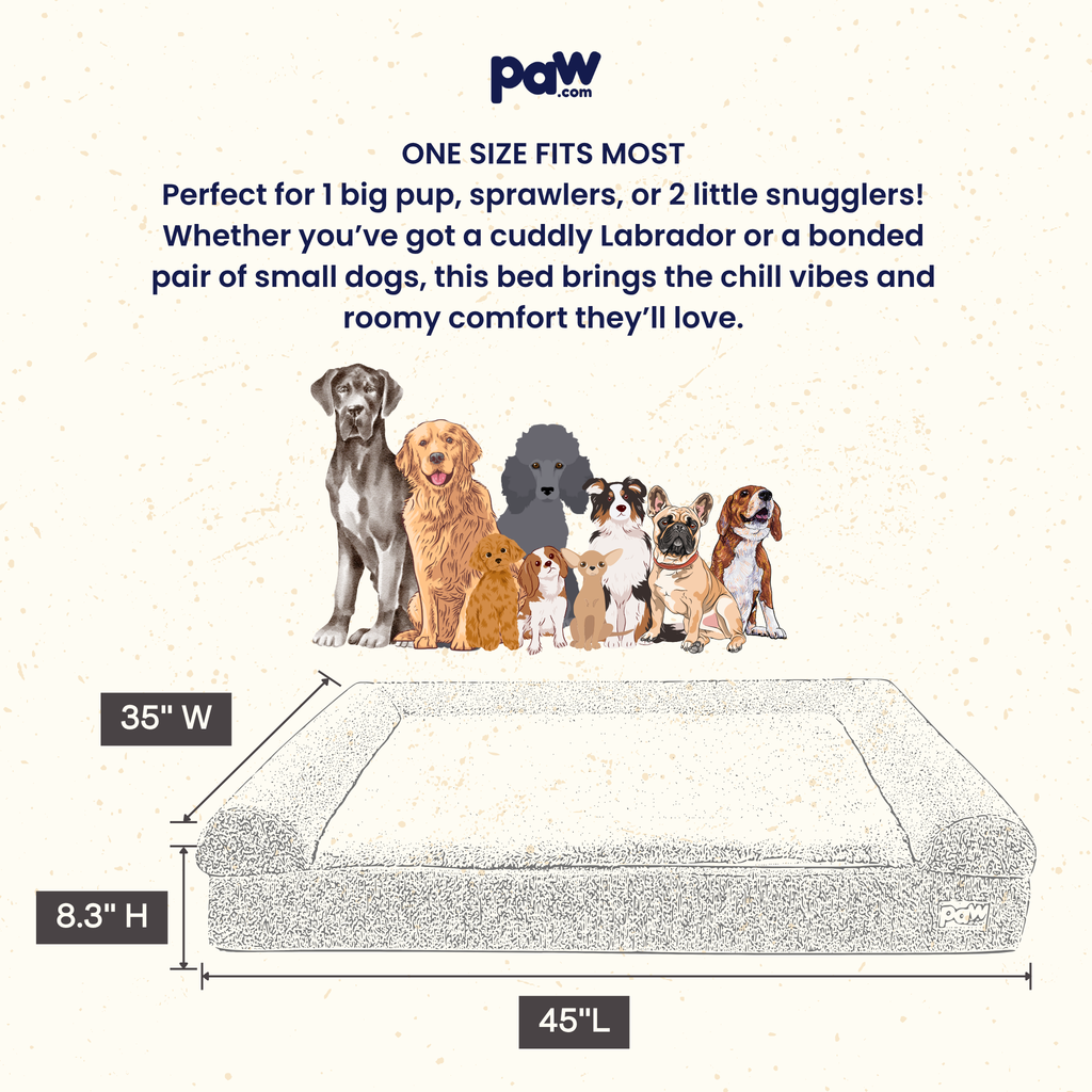 PupLuxe™ 3-Bolster Dog Bed - Grey Bouclé