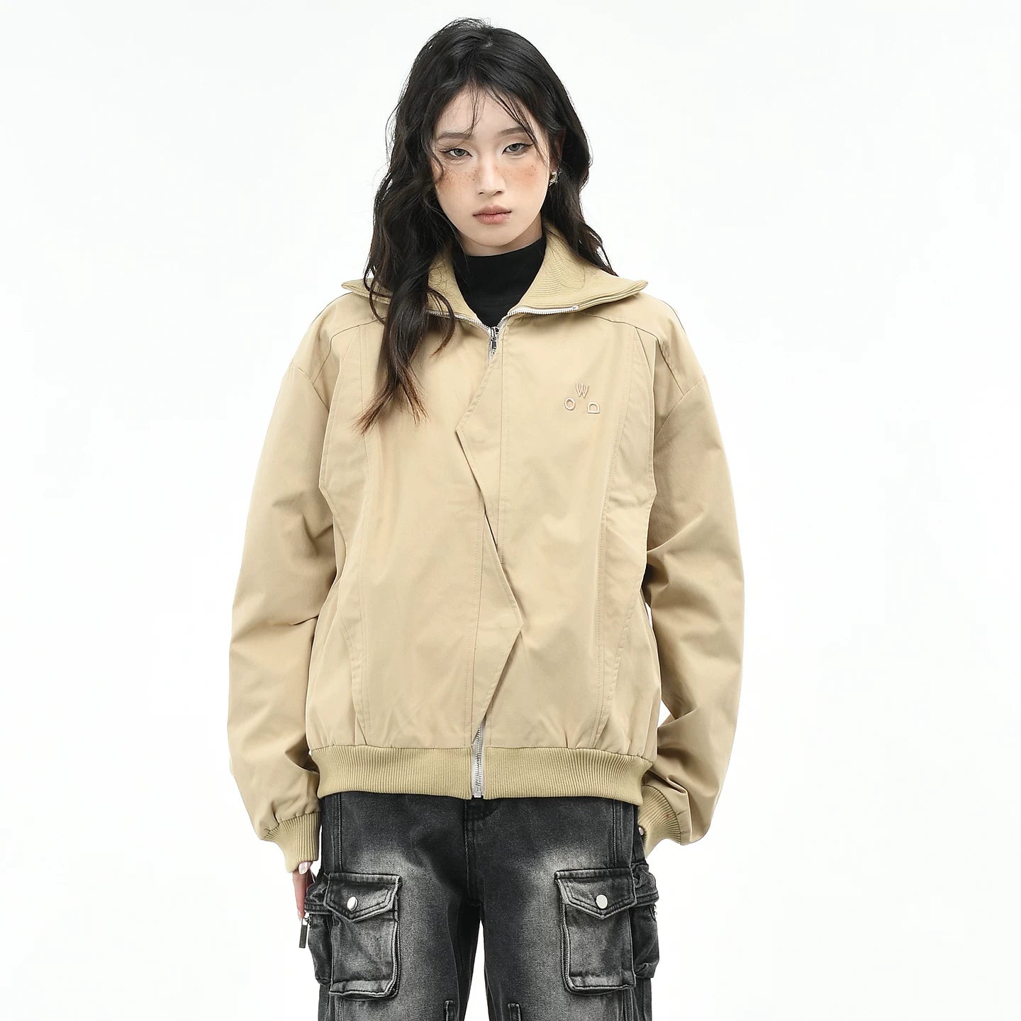 OV Original American Retro Irregular Access Control Design Collar Jacket Women's Autumn Loose Casual Jacket Top Men