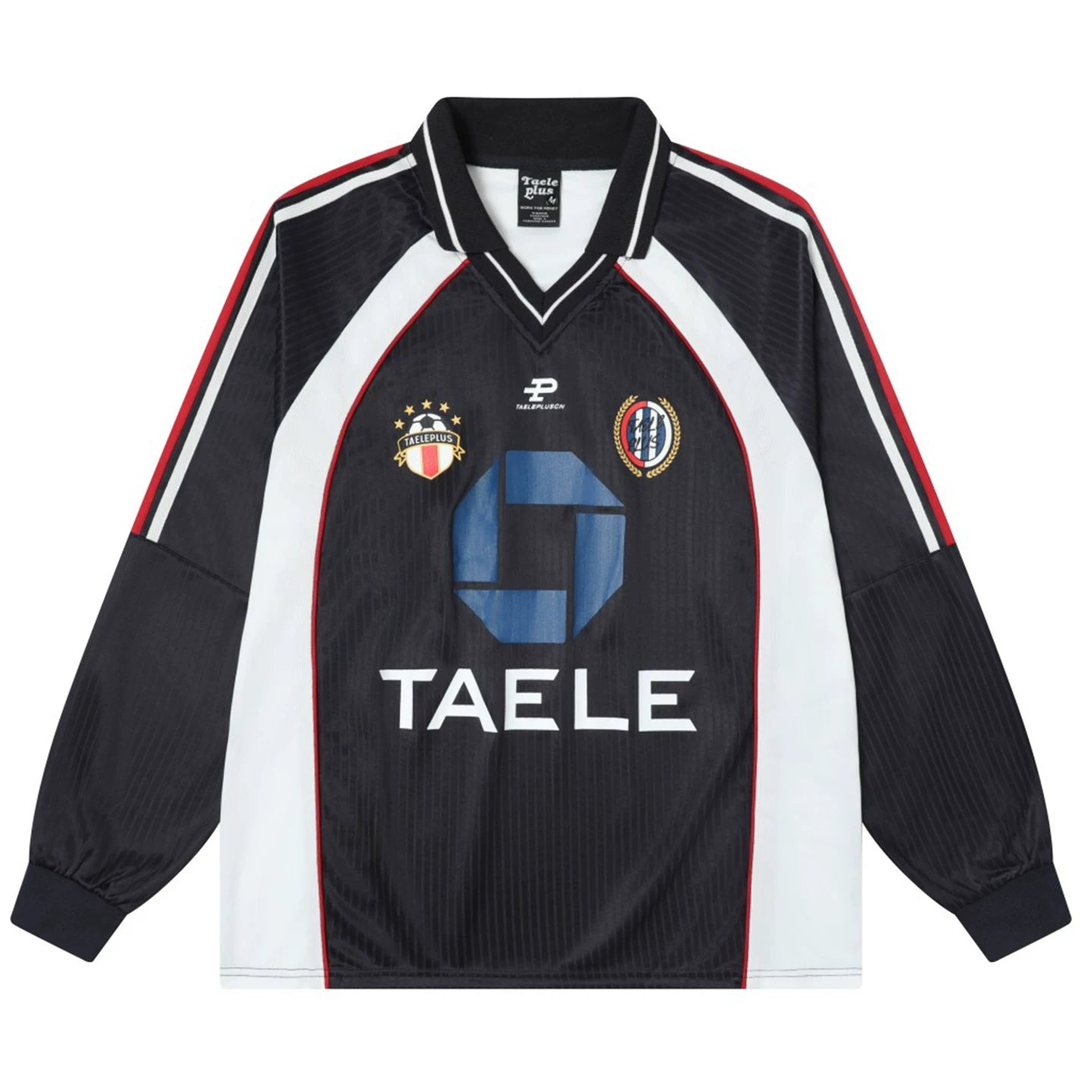 OV original American retro V-neck jersey printed long sleeved T-shirt for men and women autumn loose fitting raglan sleeves couple's top trend