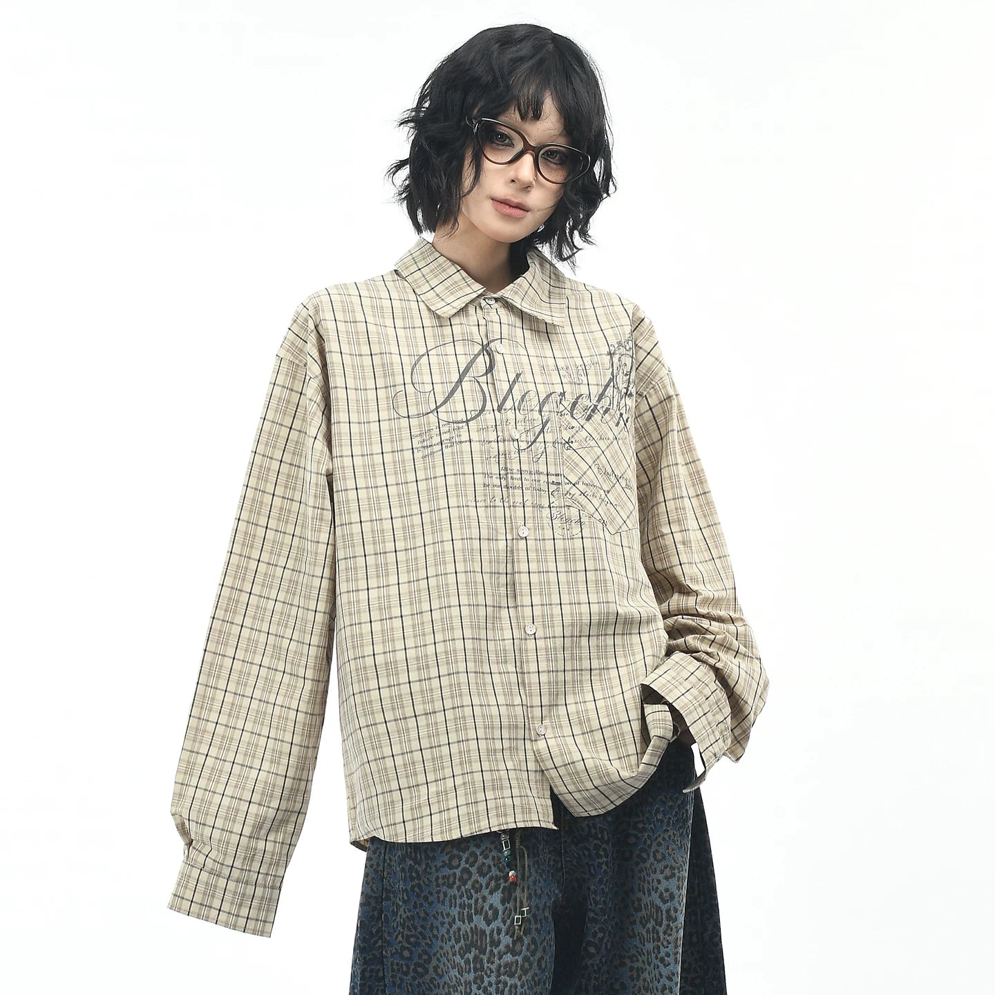 OV original autumn new style American retro checkered shirt jacket for men and women loose casual shirt long sleeved top trendy