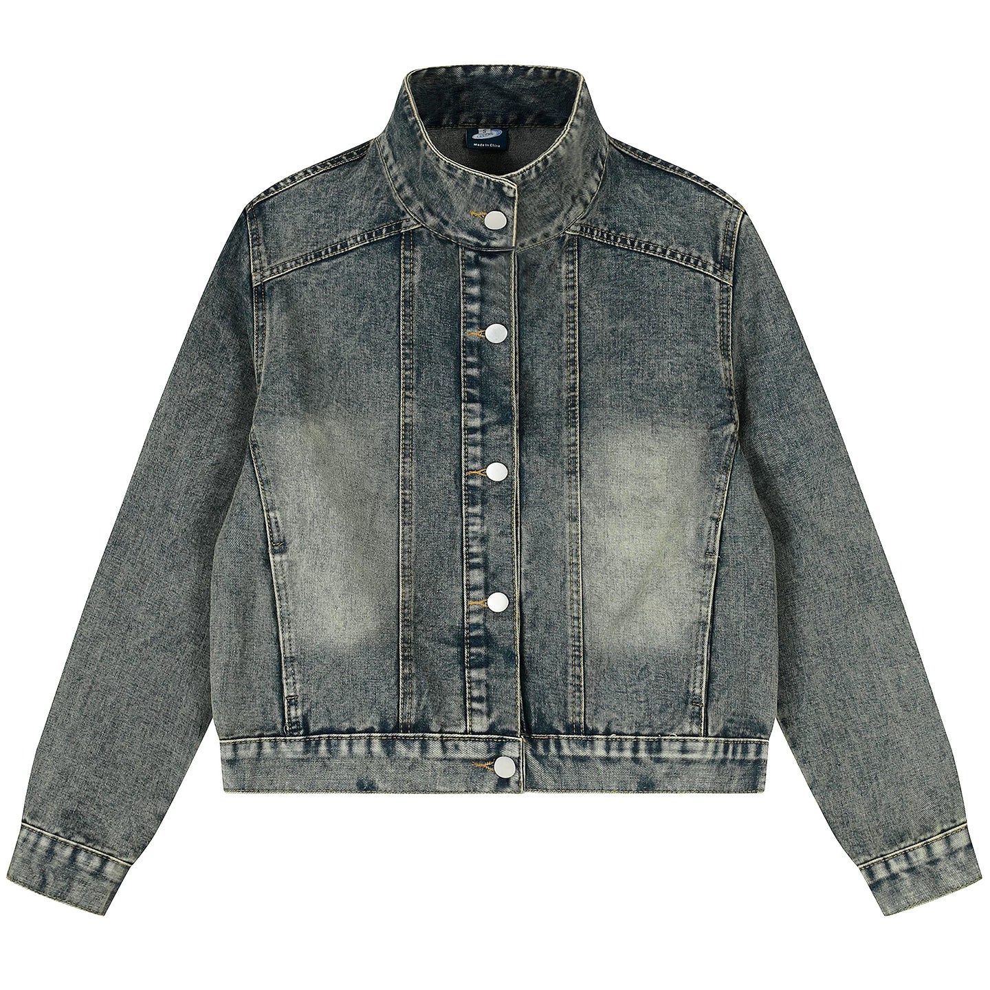 OV original American retro washed vintage denim jacket for women in autumn, loose fit, small stature, slimming short jacket trend