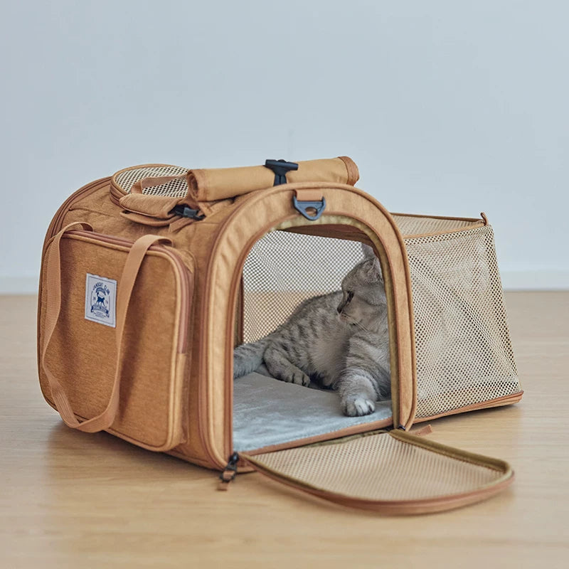 Ostracod pet portable backpack for outdoor use, breathable folding for carrying cats, large capacity backpack for carrying cats