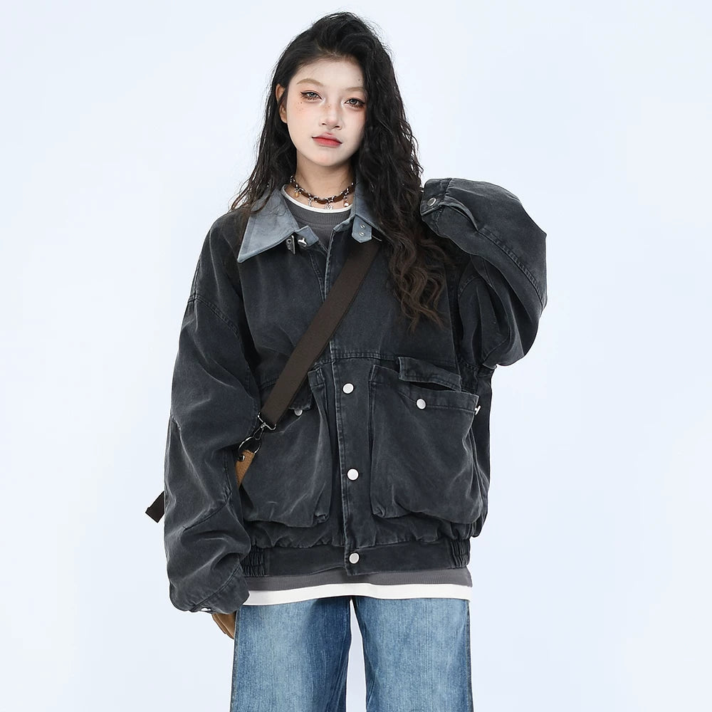OV Original Spring New American Retro Heavy Old Workwear Jacket Men's and Women's Loose Large Pocket Design Jacket
