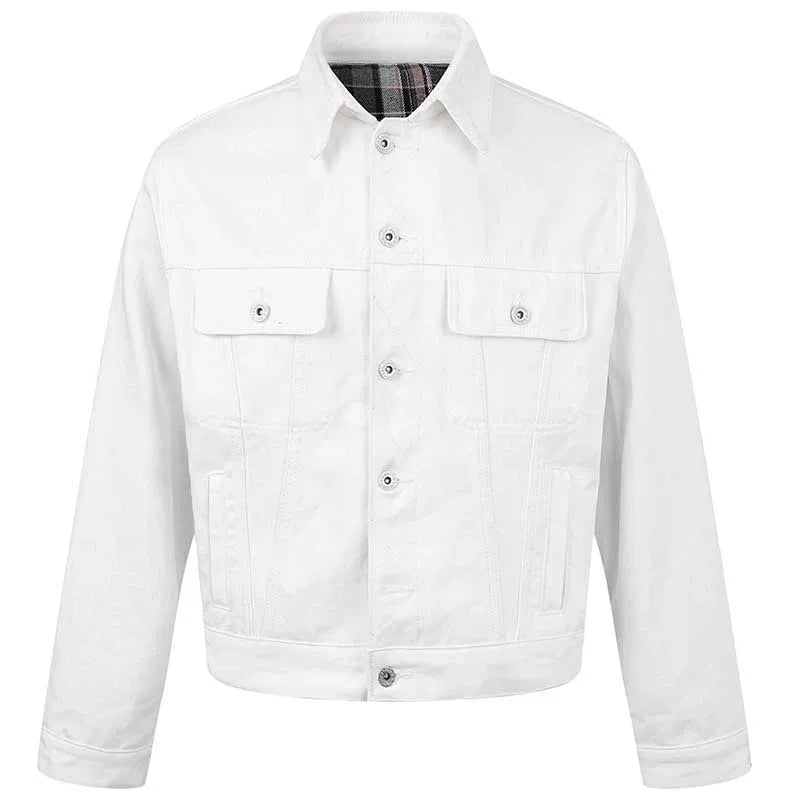 OV original retro Barn style contrasting collar denim jacket, men's and women's autumn loose short, original cowhide workwear jacket