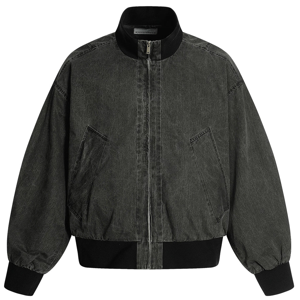 OV original American retro vintage washed baseball jacket, men's and women's spring loose casual stand up collar workwear jacket