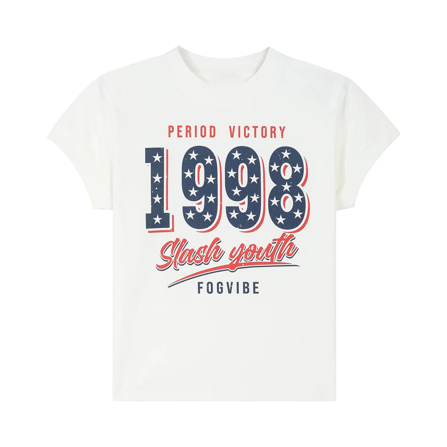 OV Original/American 1998 Retro Star Printed Short sleeved Women's Summer Front Shoulder Short Style Solona Cool T-shirt Trendy