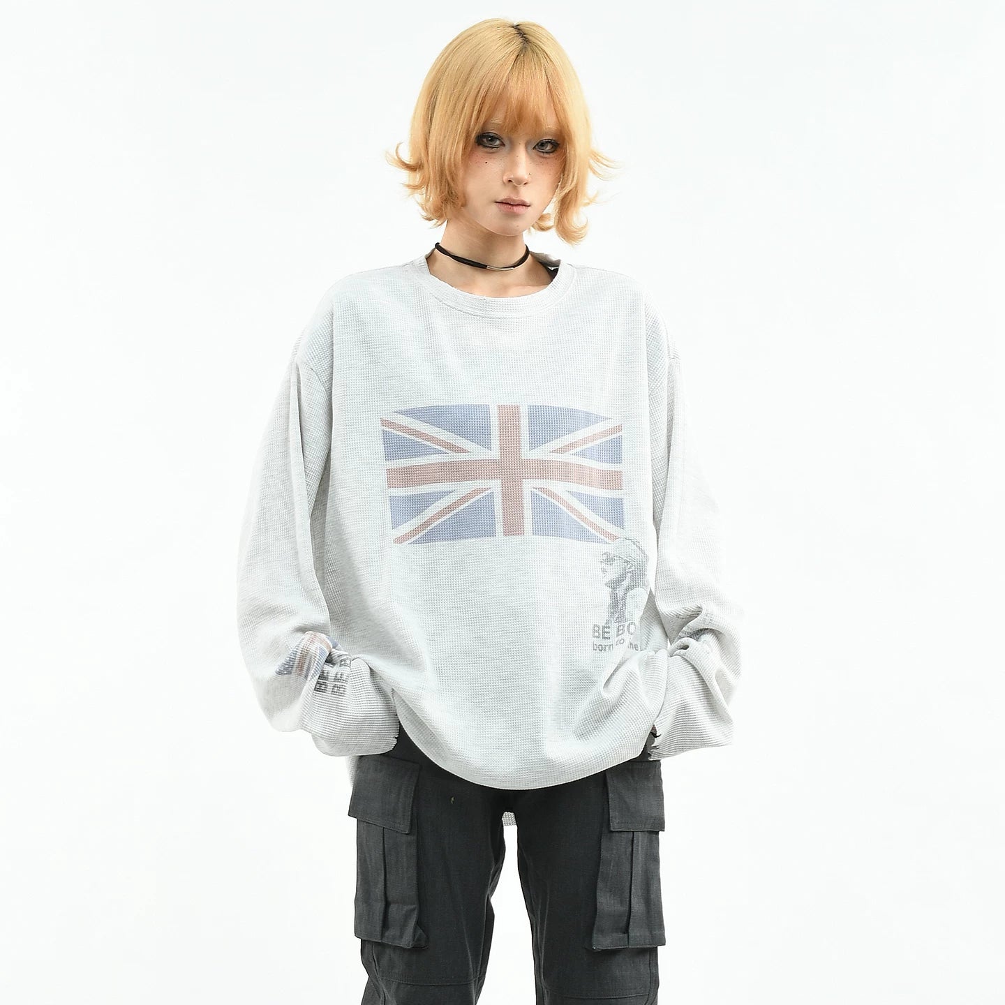 OV original/American subculture vintage washed long sleeved T-shirt for women, spring niche fashion brand loose burr top for men