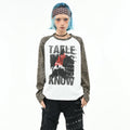 OV original/subculture leopard print raglan sleeve patchwork long sleeved T-shirt for men's autumn loose waffle style spicy girl top for women