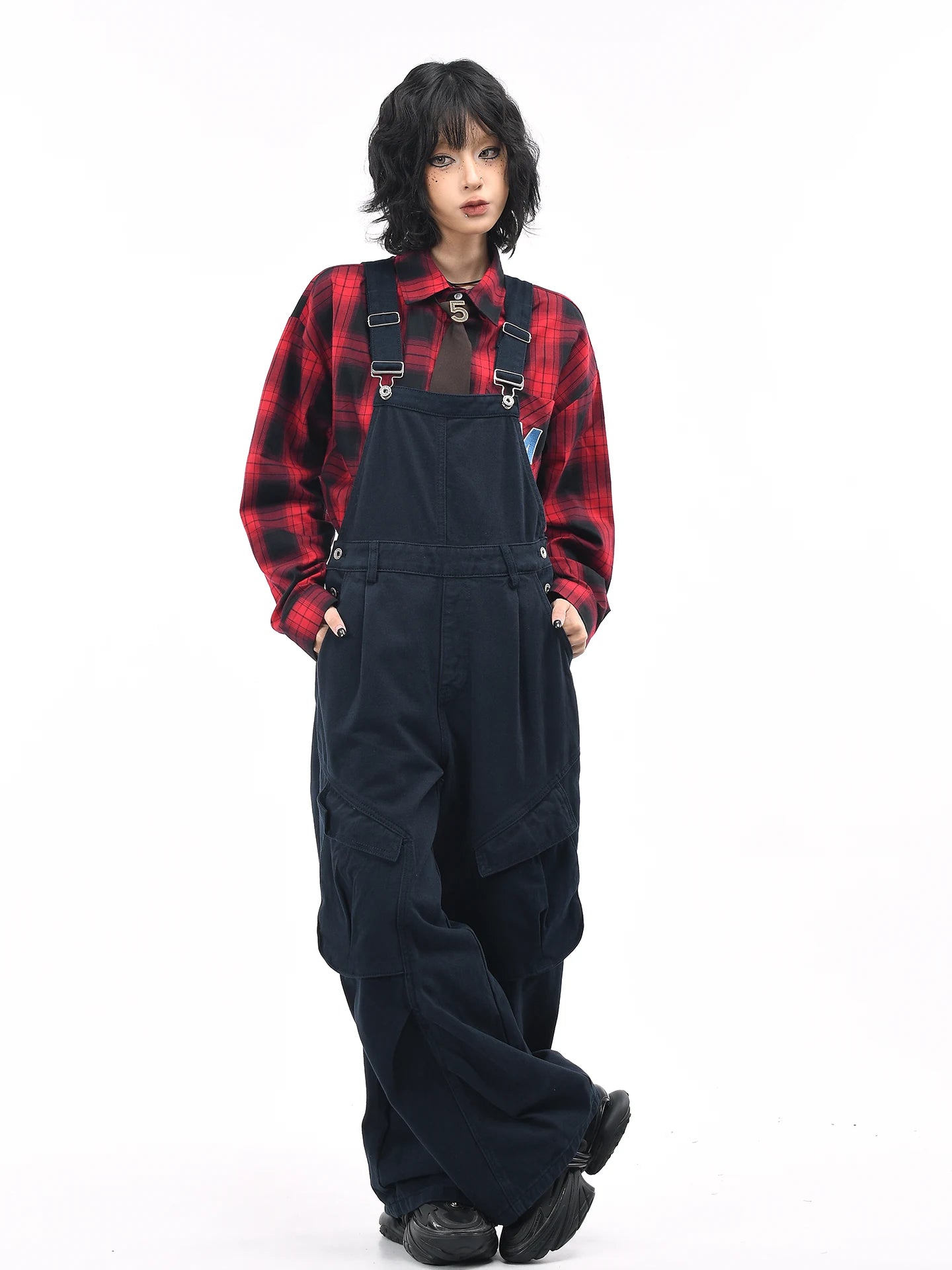 OV original American retro multi pocket workwear overalls men's and women's loose wide leg small casual jumpsuit pants