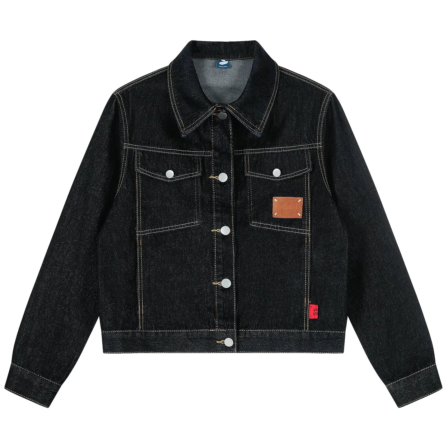 OV original American retro washed original color denim jacket for women, short and loose autumn casual jacket trend