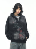 OV original American retro vintage washed zipper hooded sweatshirt women's autumn loose cardigan jacket men's boyfriend trendy brand