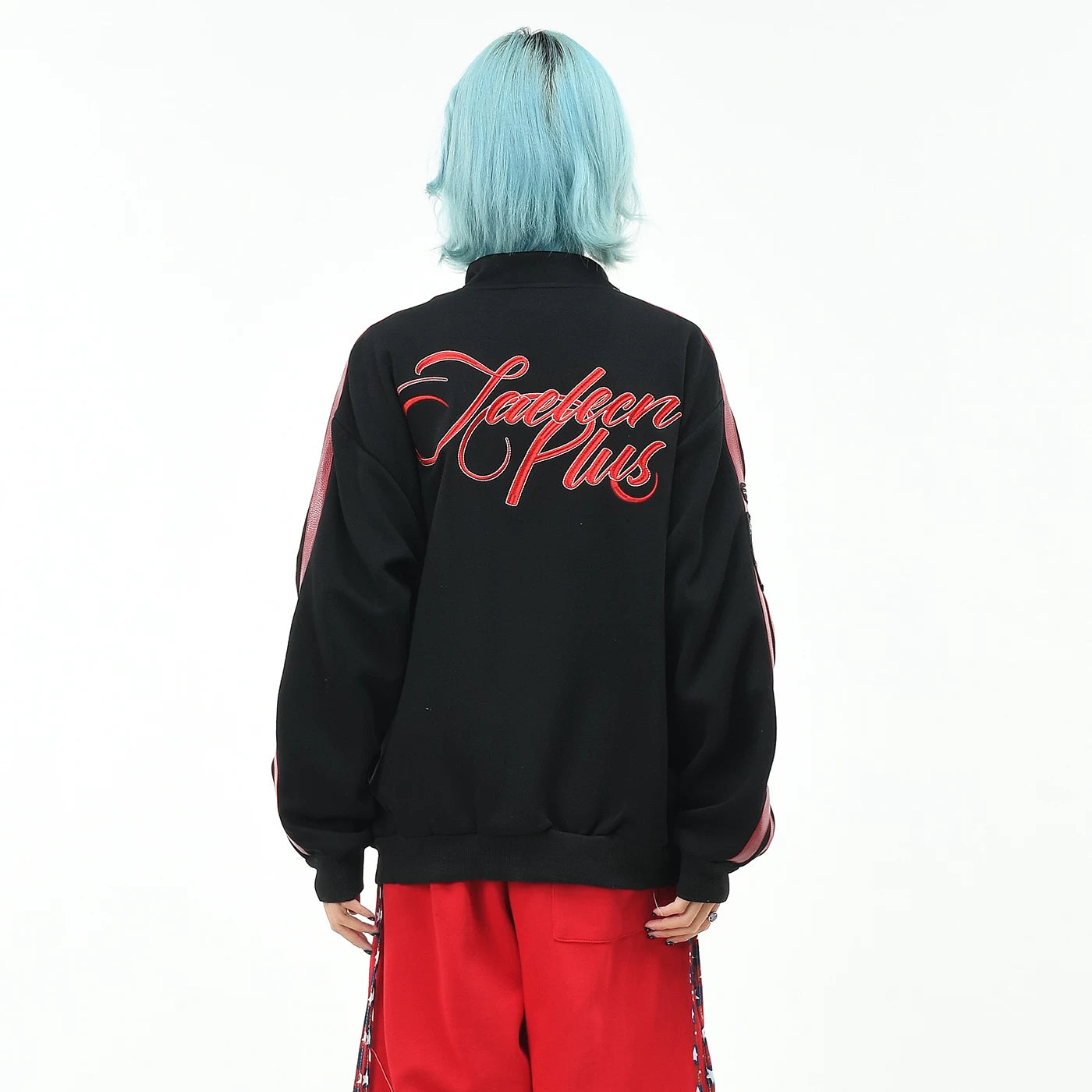 OV Original American Retro Sports Style Stand up Collar Zipper Jacket for Men and Women Autumn Loose Patchwork Embroidered Short Coat