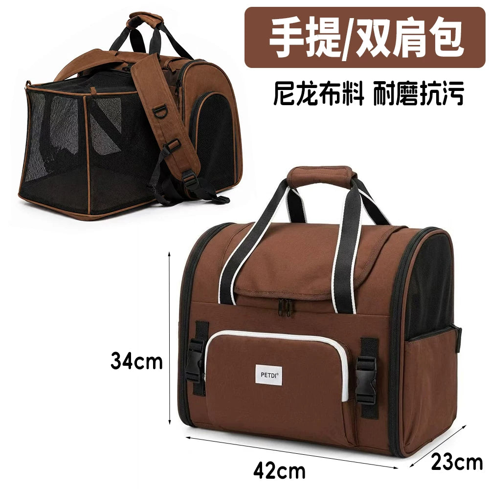 Ostracod pet portable backpack for outdoor use, breathable folding for carrying cats, large capacity backpack for carrying cats