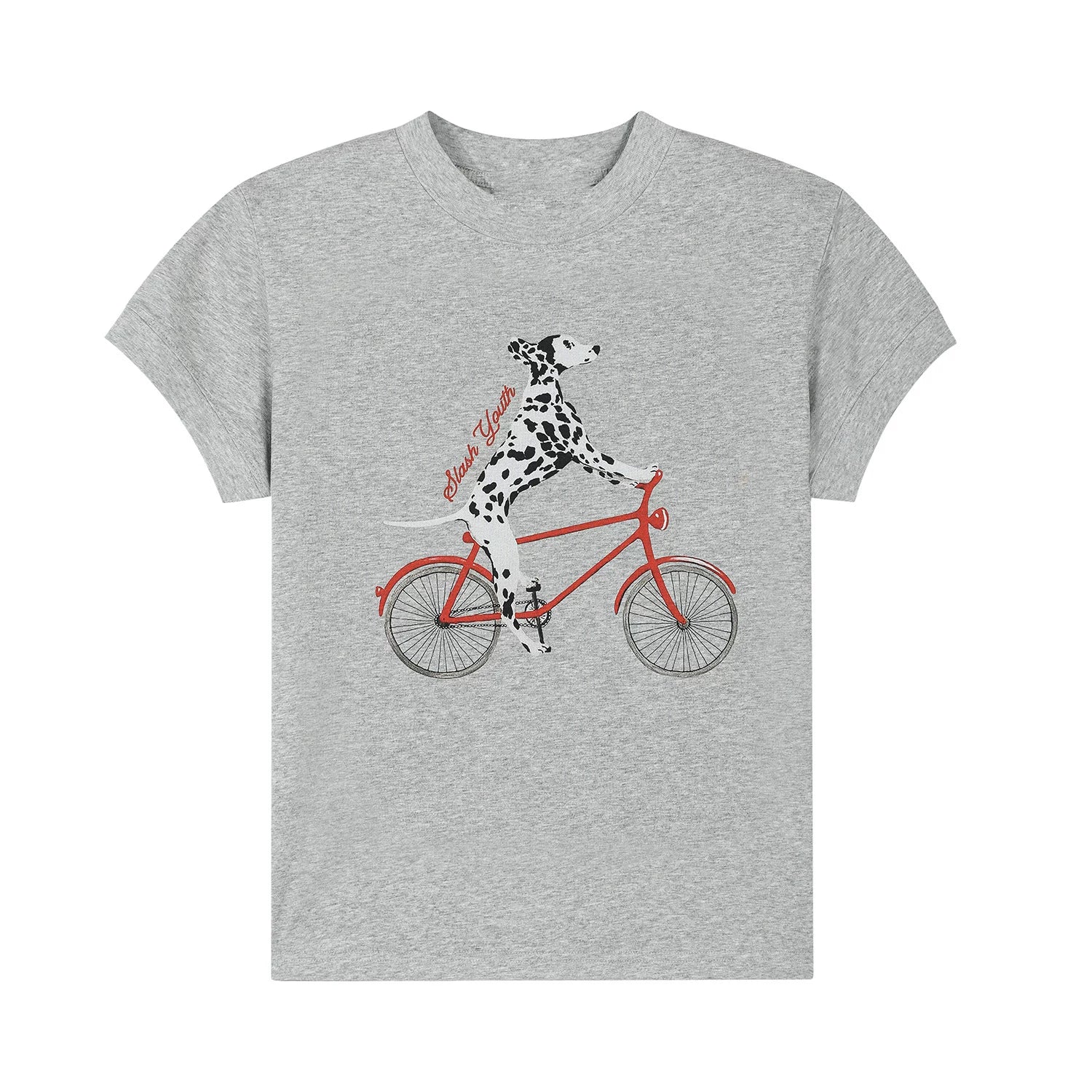 OV Original/American Fun Dog Cycling Summer Versatile Short sleeved T-shirt Women's Slim fit Shoulder Short Casual Top