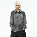 OV original wasteland style vintage striped long sleeved shirt for men and women in autumn, loose gradient perforated and rough edged shirt for the streets